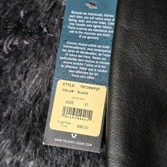 True Religion Rocco Moto Pants Toddler 3T Black Faux Leather NWT - Picture 8 of 11